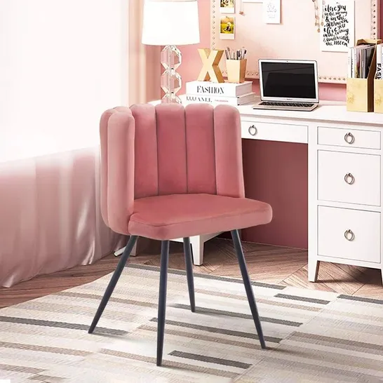 BOXED LAWREY VELVET PARSONS CHAIR, LIGHT PINK (1 BOX)