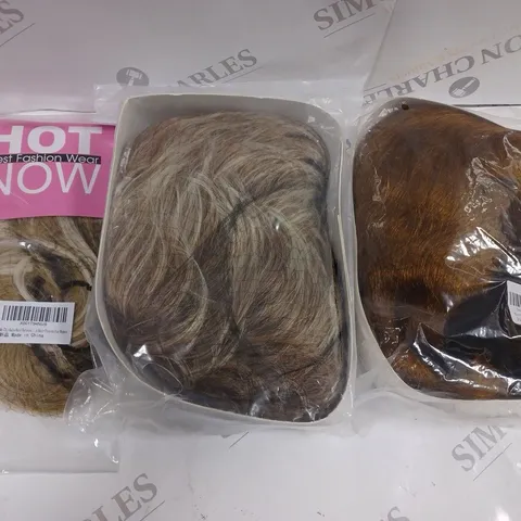BOX OF APPROXIMATELY 5 WIGS TO INCLUDE BLONDE, GINGER, BLACK ETC