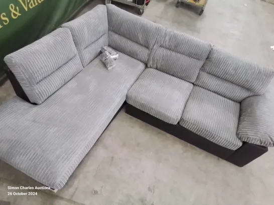 QUALITY DESIGNER ARMSTRONG FABRIC UPHOLSTERED GREY CORNER SOFA