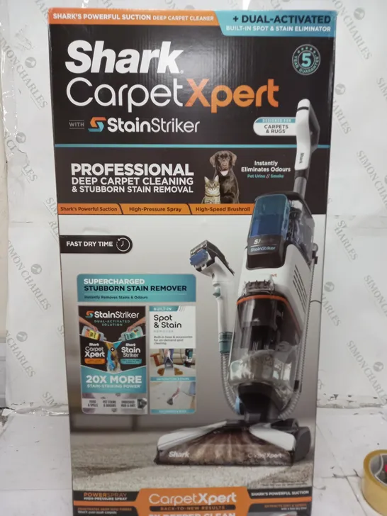 BOXED SHARK CARPET XPERT DEEP CARPET CLEANER & BUILT IN STAIN STRIKER EX200UK - COLLECTION ONLY