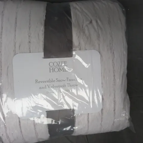 BOXED COZEE HOME REVERSIBLE SNOW FAUX FUR AND VELVETSOFT THROW