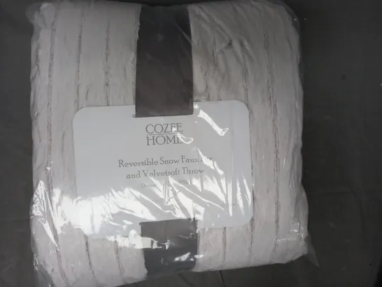 BOXED COZEE HOME REVERSIBLE SNOW FAUX FUR AND VELVETSOFT THROW