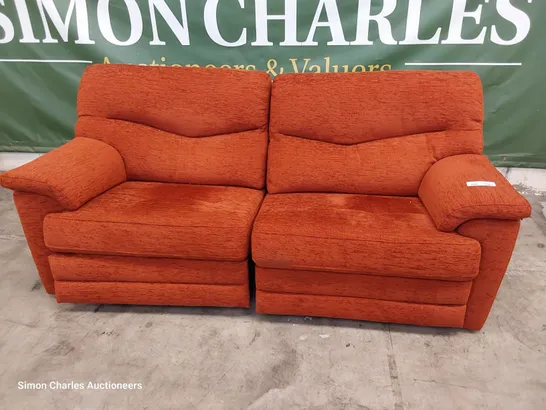 QUALITY BRITISH DESIGNER G PLAN STRATFORD MANUAL RECLINING THREE SEATER SOFA BOUCLE TERRACOTTA FABRIC 