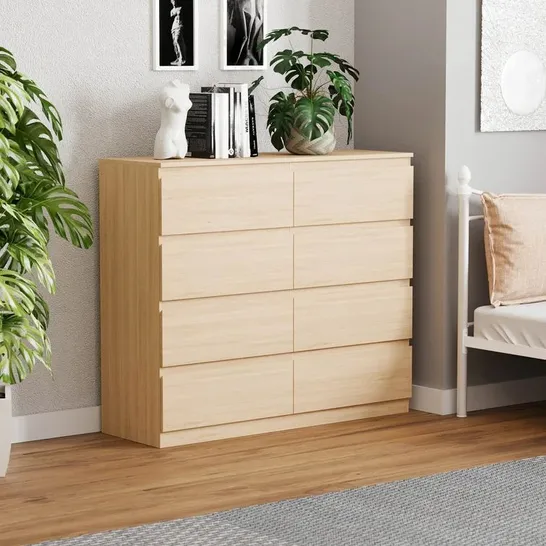 BOXED CUNHA 8-DRAWER WIDE CHEST OF DRAWERS IN PINE (2 BOXES)