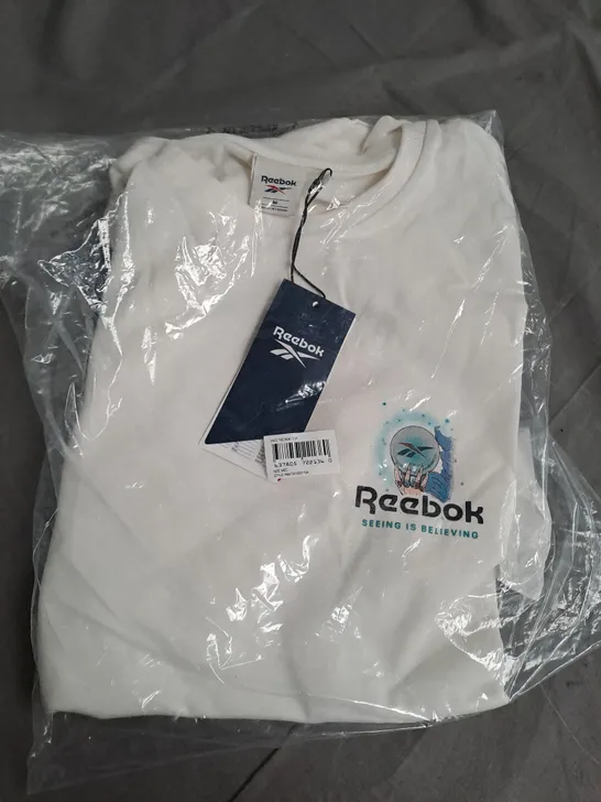 REEBOK WIZZARD T-SHIRT, WHITE - SIZE MEDIUM