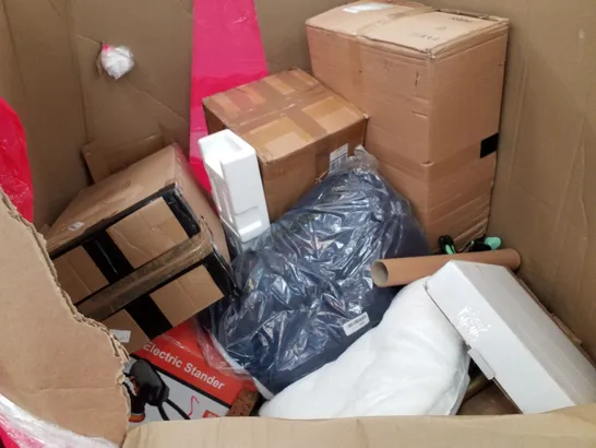 PALLET OF ASSORTED PRODUCTS INCLUDING  OFFICE CHAIR, SIDE TABLE, LAMINATE FLOOR CUTTER, TOILET SAFETY RAIL