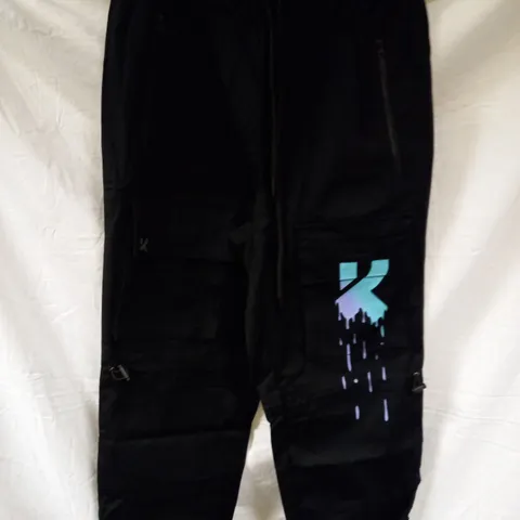 KOI VEGAN `THE SPRINKLE` WOMANS BAGGY CARGO TROUSERS - SIZE XS BLACK