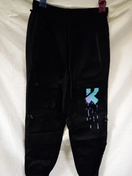 KOI VEGAN `THE SPRINKLE` WOMANS BAGGY CARGO TROUSERS - SIZE XS BLACK