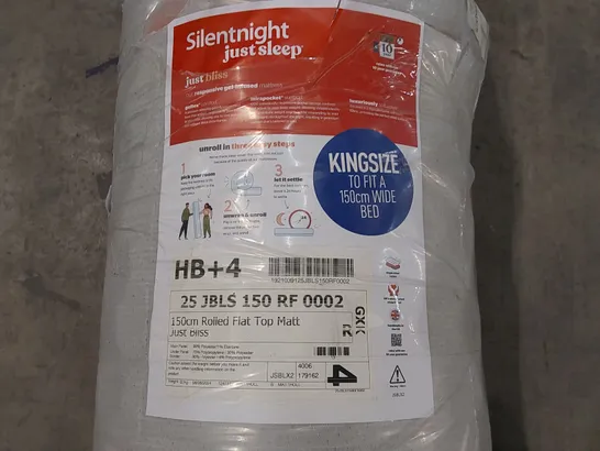 QUALITY BAGGED AND ROLLED SILENTNIGHT JUST BLISS GEL-INFUSED 5FT KING SIZED MATTRESS 