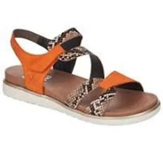 RIEKER ANTI-STRESS SANDALS ORANGE SNAKE PRINT DESIGN SIZE 6.5