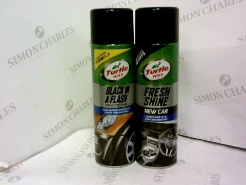 APPROXIMATELY 15 ASSORTED TURTLE WAX PRODUCTS TO INCLUDE; FRESH SHINE AND BLACK IN A FLASH