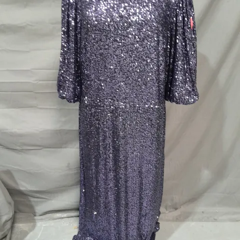 SCAMP AND DUDE ADULTS PUFF SLEEVE MIDI DRESS IN NAVY SEQUIN - 20