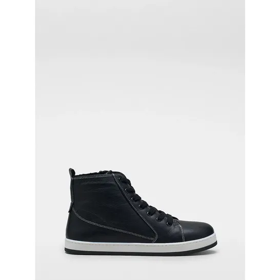 ADESSO LEATHER HIGH TOP TRAINER BOOT IN BLACK SIZE 6