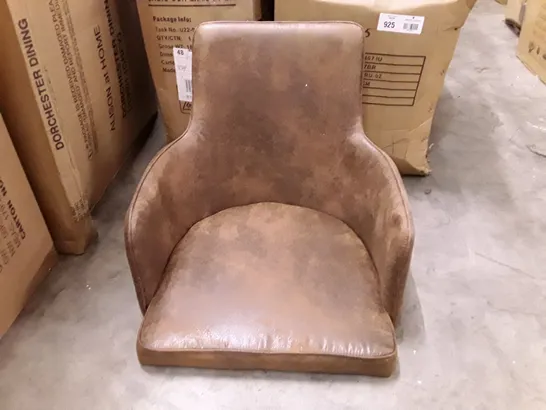 BOXED SET OF 2 BROWN FAUX LEATHER DINING CHAIRS