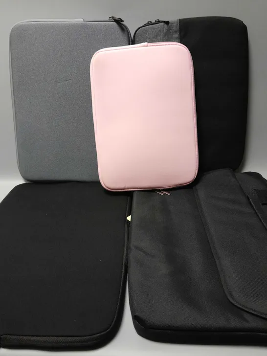 5 LAPTOP SLEEVE CASES OF VARIOUS SIZES AND COLOURS