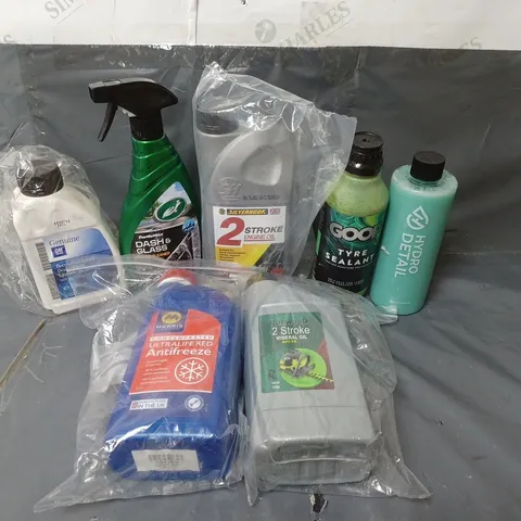 LOT OF 7 CAR CLEANING, OIL AND ANTI-FREEZE PRODUCTS