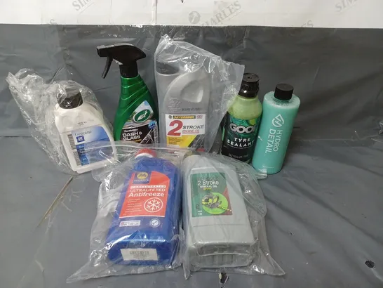 LOT OF 7 CAR CLEANING, OIL AND ANTI-FREEZE PRODUCTS