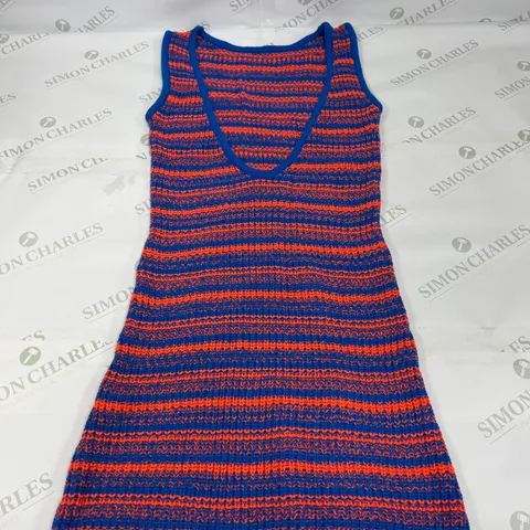 COLLUSION X V NECK LONGLINE SWEATER IN MULTICOLOUR STRIPE SIZE 10