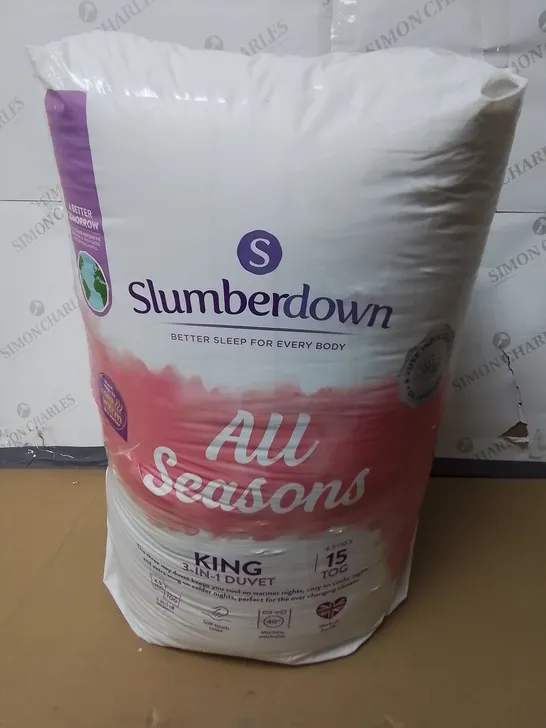 SLUMBERDOWN ALL SEASONS KING 3 IN 1 DUVET 15 TOG