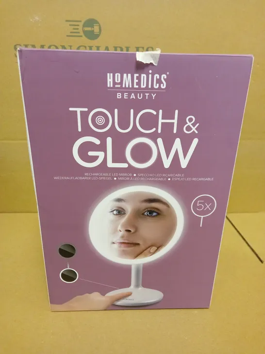 BOXED HOMEDICS TOUCH & GLOW RECHARGABLE LED MIRROR