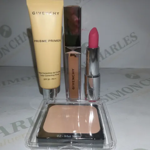 BOX OF APPROX 10 ASSORTED GIVENCHY TESTER PRODUCTS TO INCLUDE LIPSTICK #ROSE GRAPHIQUE, EVERWEAR CONCEALER #22, COLOR CORRECTING PRIMER #03 JAUNE, ETC 