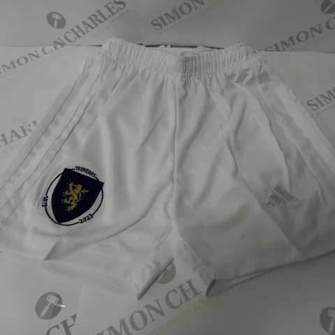 ADIDAS SCOTLAND 150 YEARS FOOTBALL SHORTS IN WHITE - SIZE 18