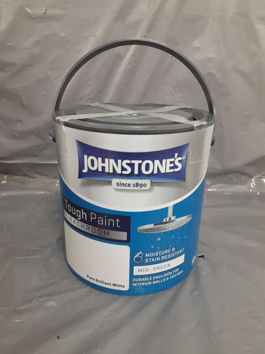 JOHNSTONE'S BATHROOM MID-SHEEN TOUGH PAINT PURE BRILLIANT WHITE - 2.5L