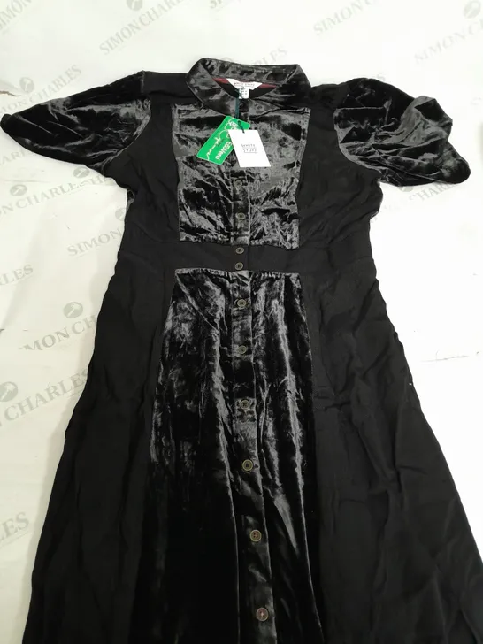 WHITE STUFF BLACK WILLOW VELVET SHIRT DRESS - UK 10R