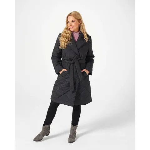 CENTIGRADE DIAMOND QUILTED TRENCH COAT IN BLACK SIZE XXL