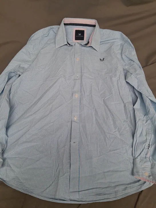 CREW CLOTHING CLASSIC FIT CHECKERED SHIRT IN BLUE/WHITE - LARGE