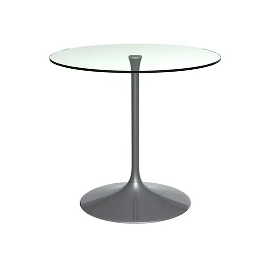 BOXED CLARKE COUNTY ROUND GLASS TOP METAL BASE DINING TABLE (3 BOXES)