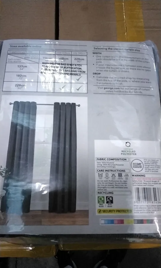 BOX OF 8 PAIRS BRAND NEW EYELET TEXTURED WEAVE CURTAINS CHARCOAL 168×137CM