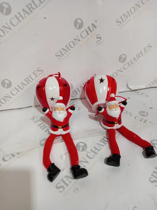 SANTAS EXPRESS SET OF PRELIT PARACHUTING SANTA DANGLY LEGS