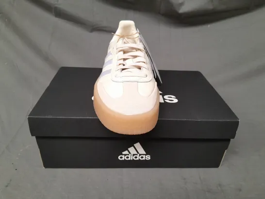 BOXED PAIR OF ADIDAS SAMBA SHOES IN CREAM/SATIN WHITE UK SIZE 6.5