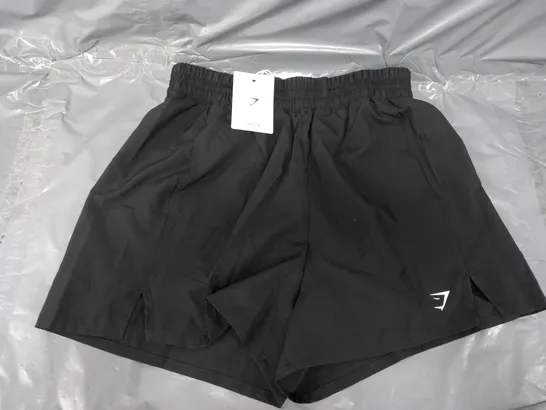 GYMSHARK PINTUCK SHORTS IN BLACK - SMALL