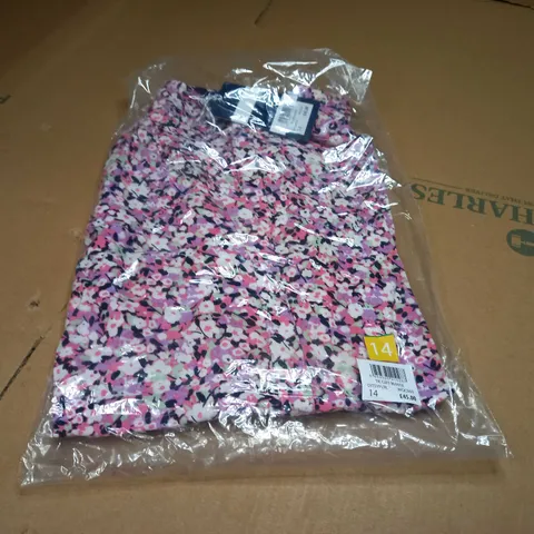 PACKAGED CREW CLOTHING COMPANYTIE CUFF DITSY/FLORAL BLOUSE - SIZE 14
