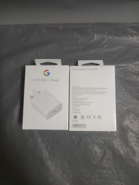 SEALED X2 GOOGLE 30W USB-C CHARGER IN WHITE