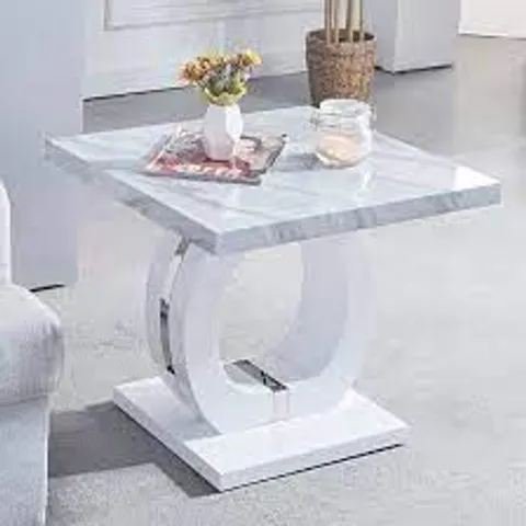 HALO HIGH GLOSS LAMP TABLE IN MAGNESIA MARBLE EFFECT (3 BOXES)