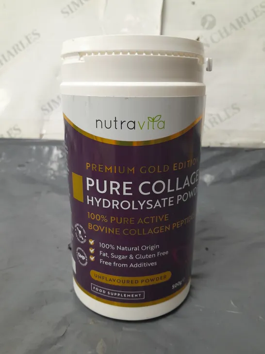 NUTRAVITA PREMIUM GOLD EDITION PURE COLLAGEN HYDROLYSATE POWDER - 500G UNFLAVOURED