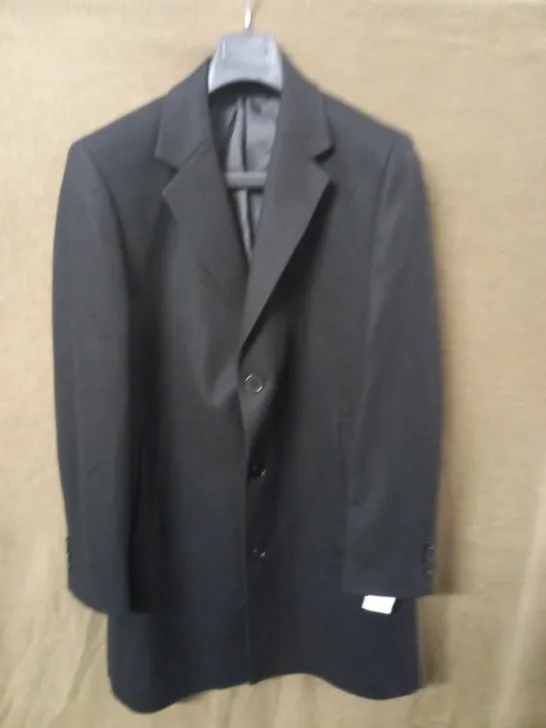 BRAND NEW MOSES KUSHNER 100% WOOL BUTTON FRONT COAT IN BLACK - M