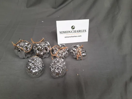 K BY KELLY HOPPEN SET OF 6 SILVER HANGING CHRISTMAS DECORATIONS