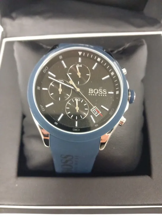 BOXED HUGO BOSS GENTS BOSS VERLOCITY BLUE RUBBER WRSIT WATCH