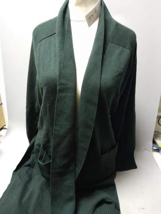 HEN DE JIFI OPEN FRONT CARDIGAN IN GREEN SIZE XL