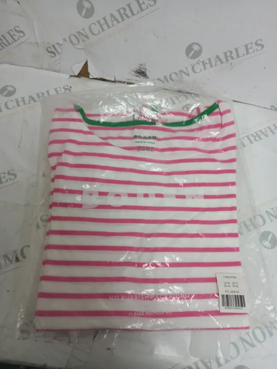 BODEN PINK/WHITE T-SHIRT SIZE 14 