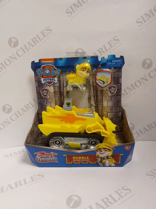 BRAND NEW PAW PATROL RESCUE KNIGHTS RUBBLE DELUXE VEHICLE 