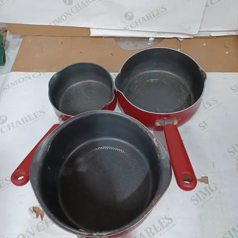 COOK'S ESSENTIALS PORCELAIN ENAMEL ALUMINIUM NON STICK 3 PIECE SAUCEPAN SET