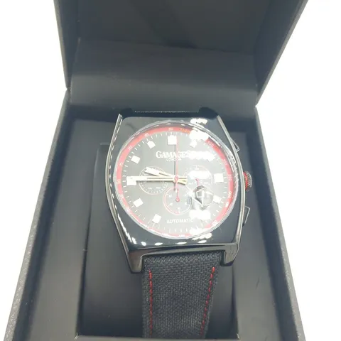 BOXED GAMAGES OF LONDON LIMITED EDITION HAND ASSEMBLED RETRO CALIBRE AUTOMATIC BLACK