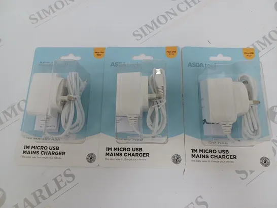 LOT OF 3 1M MICRO USB MAINS CHARGER