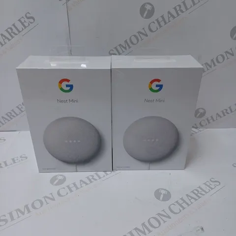 2 BRAND NEW BOXED GOOGLE NEST MINI 2ND GENERATION SMART SPEAKERS - CHALK   