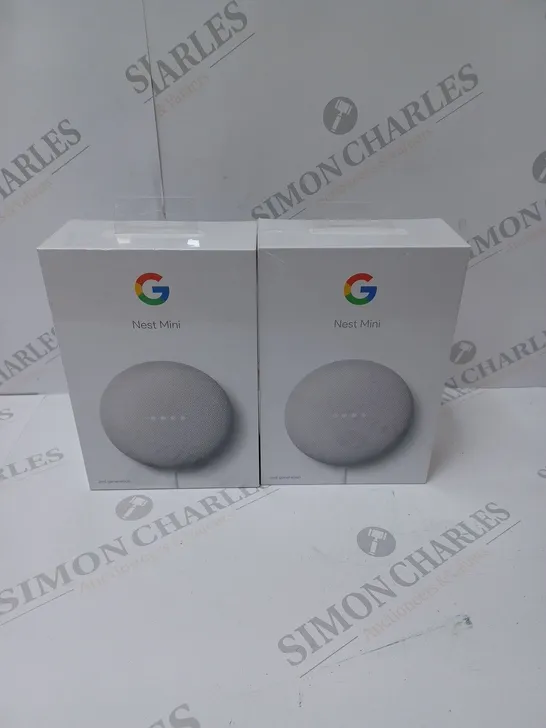 2 BRAND NEW BOXED GOOGLE NEST MINI 2ND GENERATION SMART SPEAKERS - CHALK   